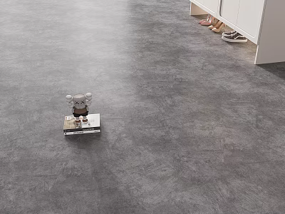 Modern Gray Floor Interior With Robot Vacuum Shoes And White Cabinet 3d model