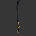 Blue Sword With Golden Decorative Hilt And Dark Sharp Blade Design