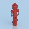 Red Fire Hydrant Essential Fire Safety Equipment with Metal Chains on Light Blue Background 3d model