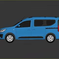 Blue Renault Van With Modern Design Roof Rack And Black Windows Shiny Exterior