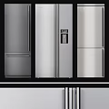 Modern Kitchen Interior Featuring Stainless Steel Refrigerator And Freezer Units