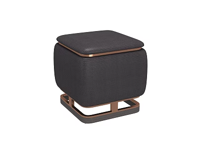 Modern Black Textured Stool With Copper Metal Base And Sleek Design 3d model