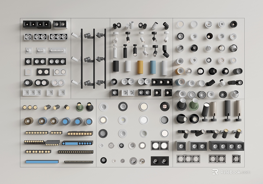 Various Styles of Downlights and Spotlights with Modern Designs for Home Lighting 3d model 