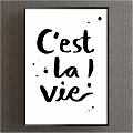 Handwritten Cest la vie Wall Art Black White Decorative Home Print