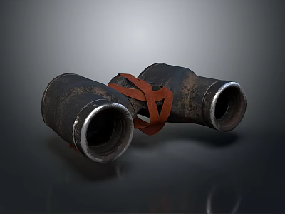 Aerospace Metal Tubes With Red Strap For Space Engine Components Assembly 3d model