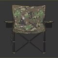 Portable Camouflage Folding Chair With Metal Frame And Armrest Cup Holders