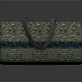 Stylish Woven Tote Bag With Green And Blue Stripes And Purple Straps