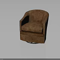 Classic Brown Leather Armchair With Curved Armrests Rivet Detailing And Comfortable Seat