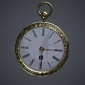 Vintage Gold Plated Pocket Watch Featuring Roman Numerals White Dial And Ornate Bezel