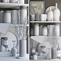 Stylish Kitchen Utensils Storage With Glass Jars Baskets And Mugs On Shelves