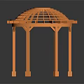Orange Gazebo Structure 3D Model With Lattice Top And Supporting Pillars 3d model