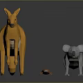 Low Poly Animal Models Featuring Orange Kangaroo Gray Koala And Brown Platypus