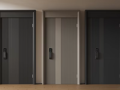 Modern Security Doors in Various Colors with Sleek Handles and Locks 3d model