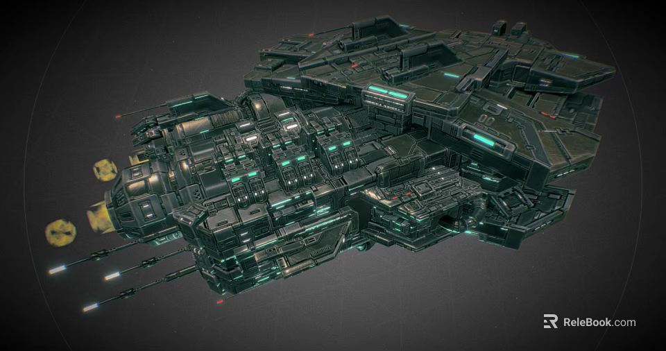 Cosmic Spaceship Design With Sci Fi Mechanical Structure And Glowing Elements 3d model 