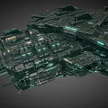 Cosmic Spaceship Design With Sci Fi Mechanical Structure And Glowing Elements