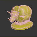 Low Poly Rhinoceros 3D Character Model With Geometric Shape And Gray Base Stand