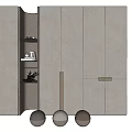 Sleek Modern Wardrobe Interior With Light Gray Finish And Metal Handle Storage Shelves