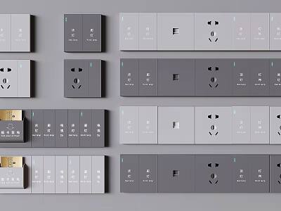 Modern Switch Panel Designs With Various Colors And Integrated Socket Features For Home Use 3d model