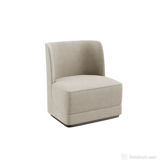 Light Beige Fabric Single Sofa With Modern Curved Backrest And Dark Base 3d model