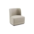 Light Beige Fabric Single Sofa With Modern Curved Backrest And Dark Base 3d model