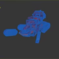 Red And Blue Toy Tank With Blue Tracks And Playful Cartoon Design