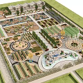 Rural Landscape Design Featuring Greenhouses Plant Beds Circular Paths And Water Feature