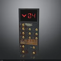Vintage Control Panel With Worn Surface Red Digital Display And Yellow Buttons