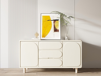 Modern Cream Side Cabinet 3d model