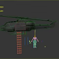 Military Helicopter With Orange Ladder And Hanging Figure