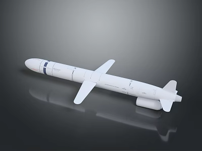 White Aerospace Missile Model With Wings And Tail Structure 3d model