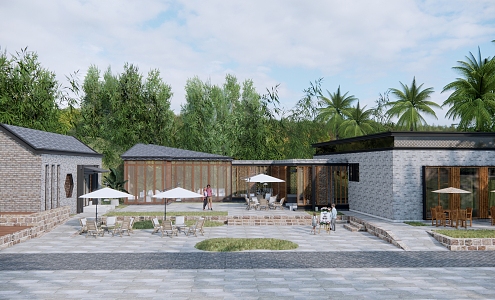 Modern Homestay Country Homestay Building Farmhouse Folk House Catering Building Country Homestay Club Hotel 3d model