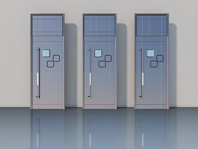 Three Modern Swing Doors With Glass Panels And Metal Handles For Interior Use 3d model