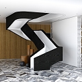 Modern villa building revolving staircase interior staircase solid wood metal revolving staircase combination 3d model