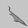 Realistic Prehistoric Marine Reptile With Long Snout Streamlined Body On Dark Blue Background