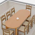 Middle-style dining tables and chairs 3d model