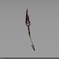 Purple And Golden Decorative Spear 3D Model With Elaborate Handle And Sharp Tip