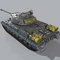 Armored Military Tank 3D Model With Detailed Turret Long Cannon And Tracks