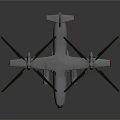 Large White Transport Airplane With Four Propellers And Red Tail 3D Rendering