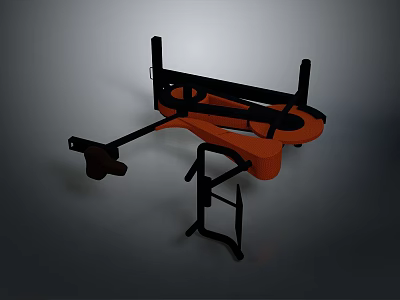 Orange And Black Mechanical Device With Bracket Base And Extended Arm Components 3d model