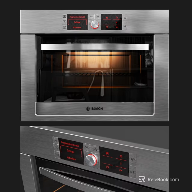 Bosch Stainless Steel Kitchen Oven With Digital Control Panel And 3d model 