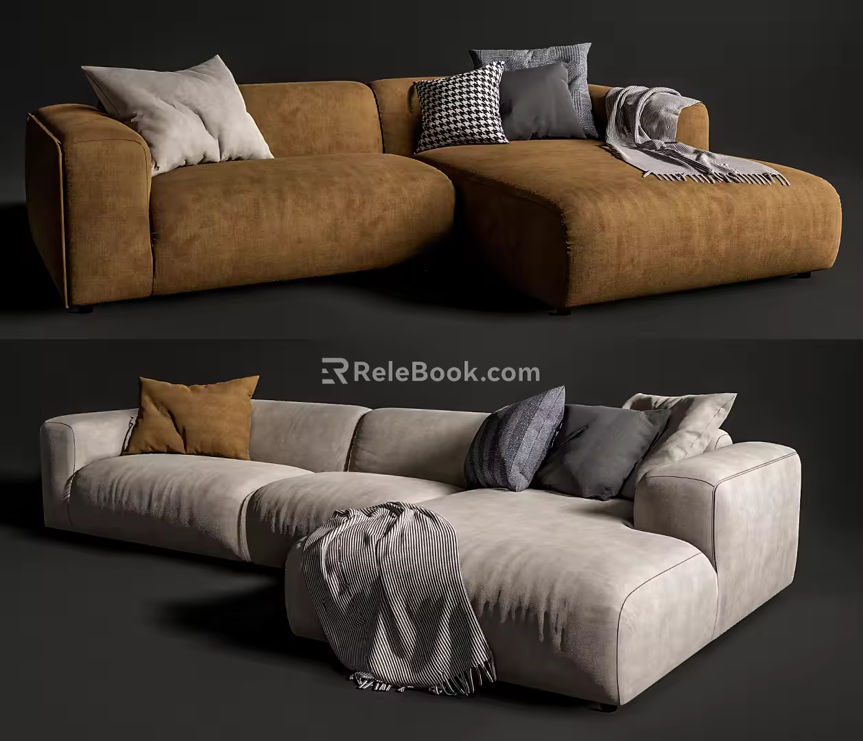 Modern corner sofa multi-person corner sofa combination 3d model