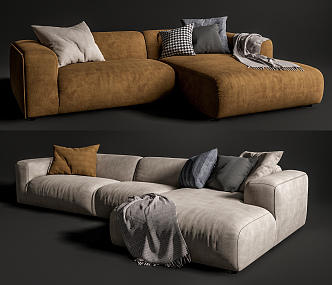 Modern corner sofa multi-person corner sofa combination 3d model