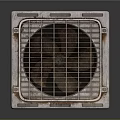 Rusty Metal Caged Electric Fan With Grid Cover And Vintage Style Design