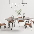 Nordic Dining Table and Chair Combination Dining Table and Chair 3d model
