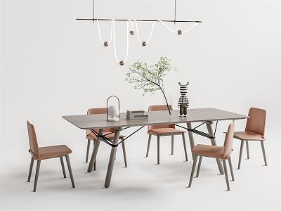 Nordic Dining Table and Chair Combination Dining Table and Chair 3d model