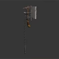 Medieval Spiked Iron Weapon With Chain And Heavy Decorative Head