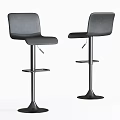Modern Beige Bar Stools With Adjustable Metal Base And Comfortable Design 3d model