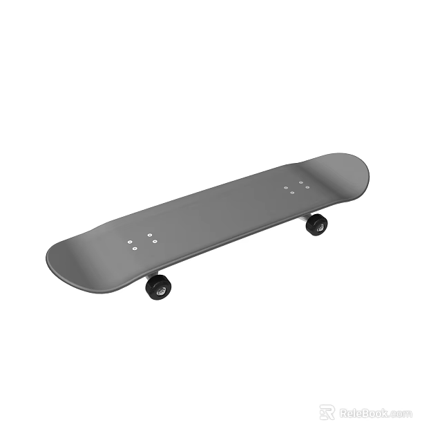 Gray Skateboard Equipment With Durable Deck And Smooth Rolling Wheels 3d model 