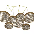 Elegant Brown Gold Chandelier with Multiple Circular Cutout Pattern Shades 3d model
