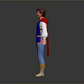 Man in Blue Outfit With Red Cape White Sleeves And Sword